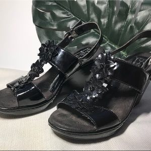 BOC Black Wedge Sandals